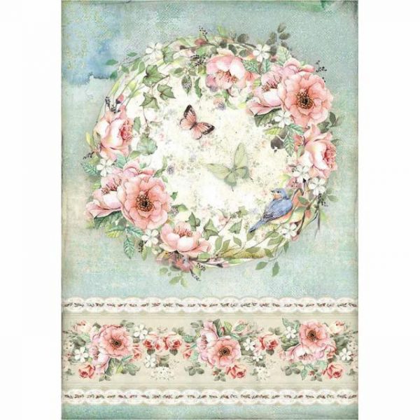 ROSE WREATH AND BUTTERFLY