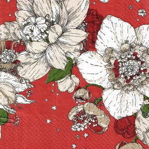 FLOWERS ON RED BACKGROUND